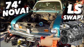 Prepping the 1974 Chevy Nova for its NEW 6.0L LS MOTOR!!!