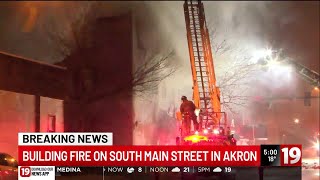 Building fire on South Main Street in Akron