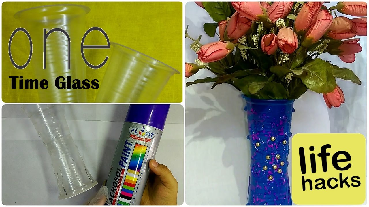 DIYHow To Make a Flower Vase (One Time Glass) Life Hack!! YouTube