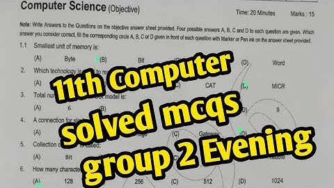 solved mcqs 11th class Computer  group 2 paper 2024 | 1st year Computer solved mcqs paper group 2