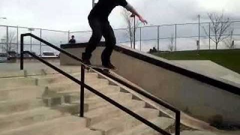 Backside boardslide down an 8 stair