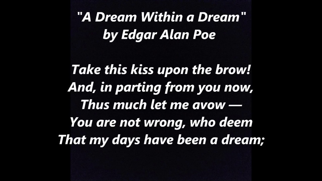 A Dream Within A Dream By Edgar Allan Poe Poem Song Poetry Text Words Lyrics Sing Along Youtube
