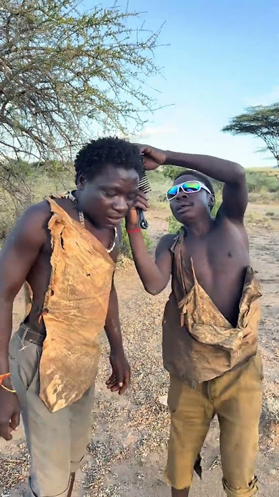 Hadzabe Tribe bushmen Chabba show Dudukwe new tool he found in the nature 😍😅