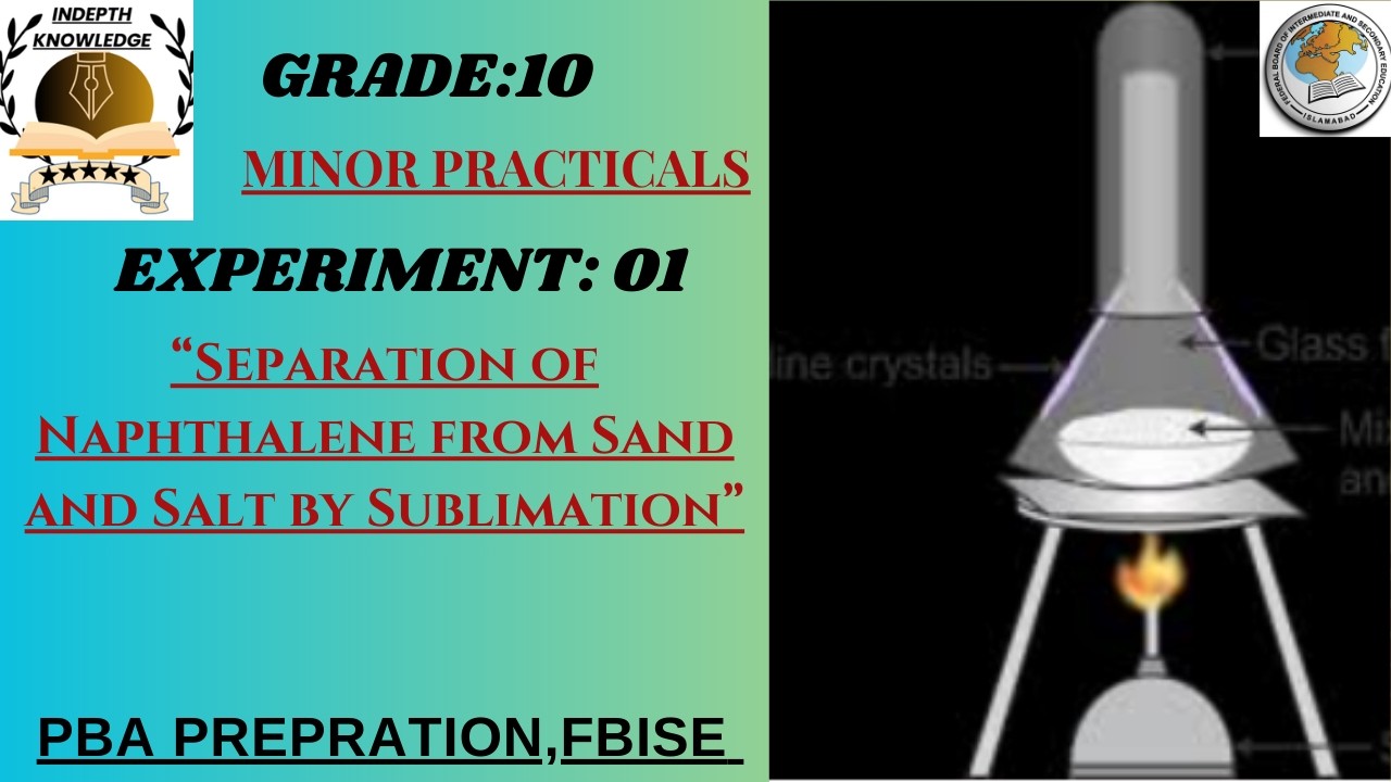 EXP:1|MINOR PRACTICAL|Separation of Naphthalene from Sand&Salt by Sublimation|GRADE:10|PBA|CHEMISTRY