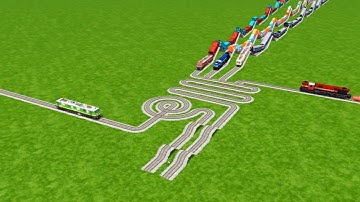 AI FAST TRAINS CROSSING ON ROUND SNAKE 🐍 CIRCLES RAILROAD TRACKS ZIG ZAG TRACKS | train sim world 4 