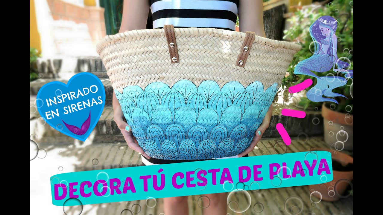 Decora cestas de playa o capazos estilo sirena - Decore a baskets mermaid  style - YouTube