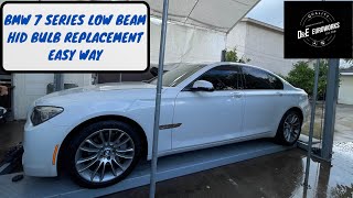 Quick look of low beam HID bulb replacement on BMW F01/F02 740i 740li 750i 750li 760li B7 2009-2016.