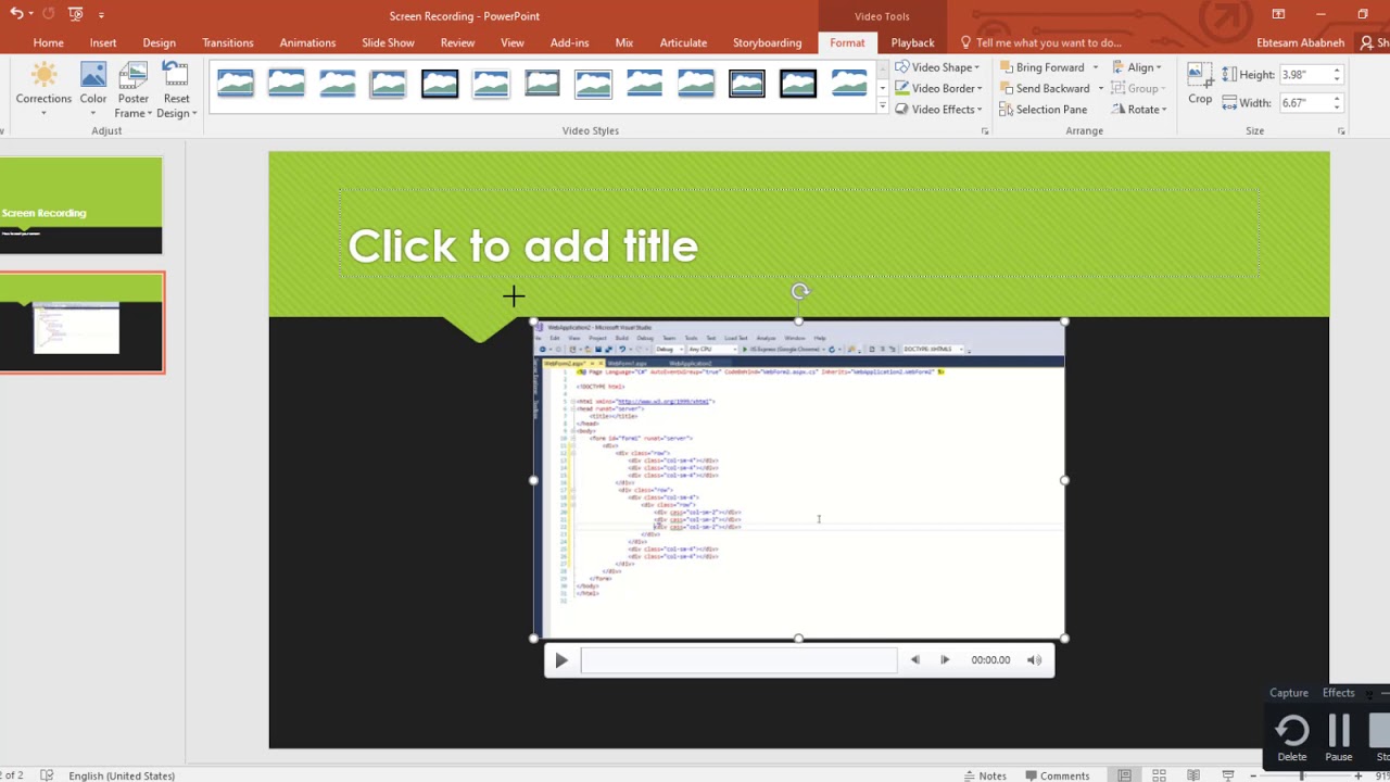 Screen casting using PowerPoint YouTube