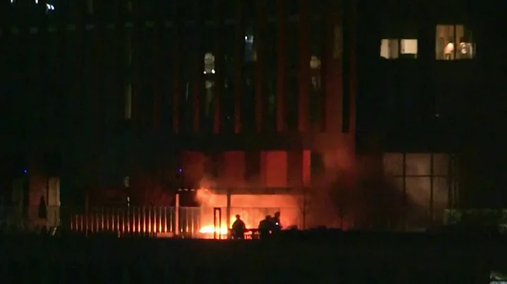 Fire on Center City patio deck