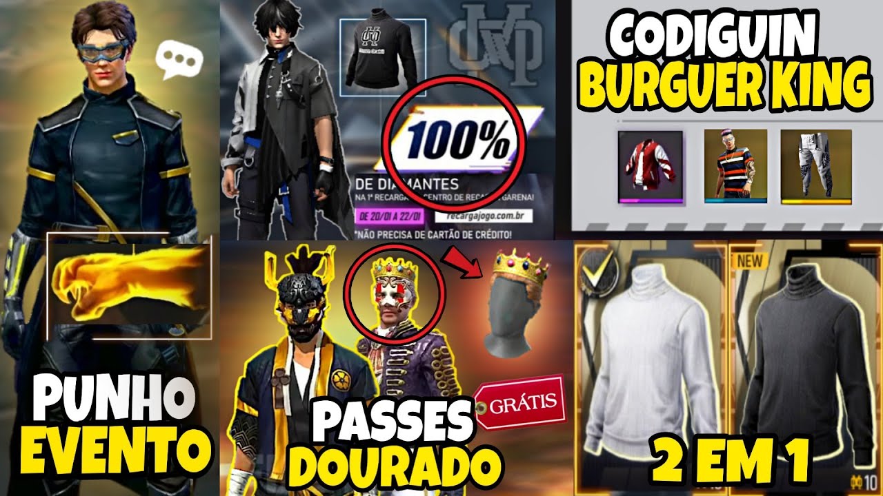 CORRE!! NOVO OURO ROYALE ESPECIAL, CODIGUIN DA GOLA ALTA? EMOTES GRÁTIS E  MAIS EVENTOS - FREE FIRE 