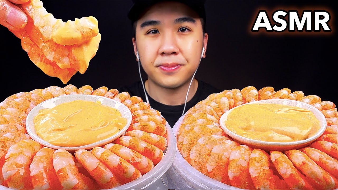 ASMR SHRIMP COCKTAIL MUKBANG (w/ Seafood Sauce) EATING SOUNDS | BUN ASMR