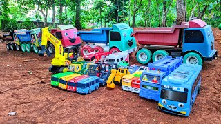 Brem brem 💥 Tayo long tronton truck, transports Tayo buses, dump trucks, excavator breaker