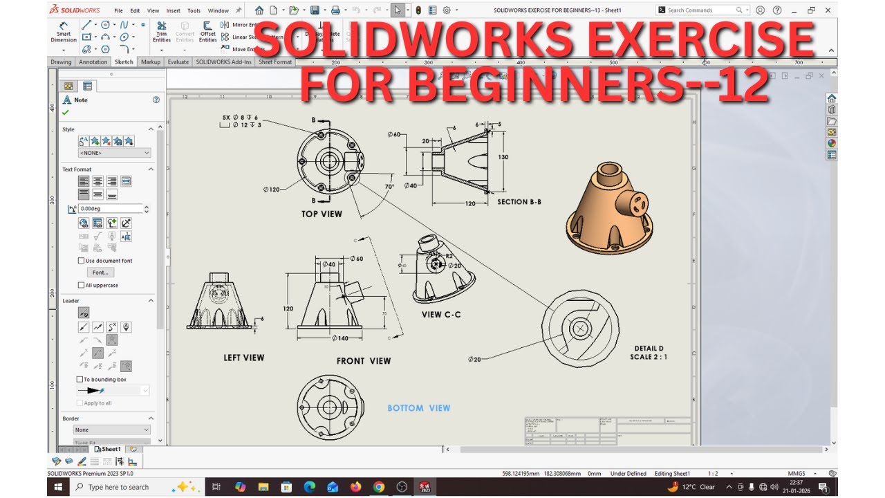SOLIDWORKS EXERCISE FOR BEGINNERS - 12. - YouTube