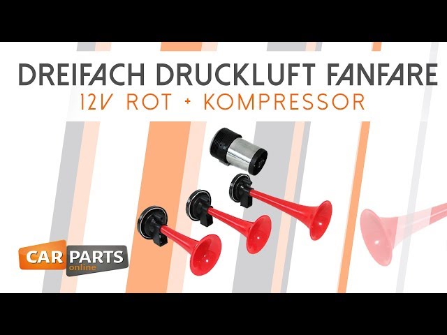 ✖️Dreifach Druckluft Fanfare✖️ Rot +Kompressor✖️ Artikel Nr