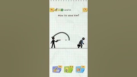 #Draw 2 Save:Stick Man Puzzles  Level 11 Answer very easy tips#