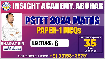 PSTET 2024 Math Preparation | Lecture 6 | PSTET Math Pedagogy | PSTET Maths Paper 1 | By Bharat Sir