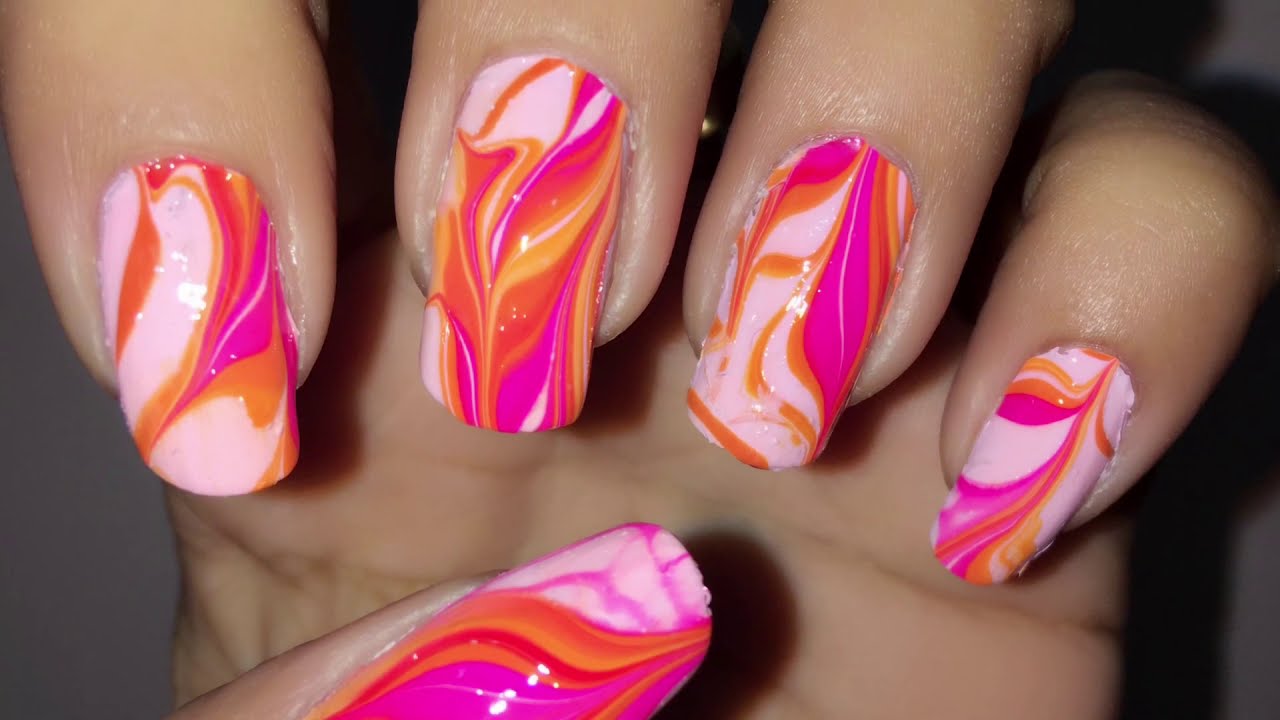 4. Striped Rainbow Water Marble Nail Art for Beginners - wide 3