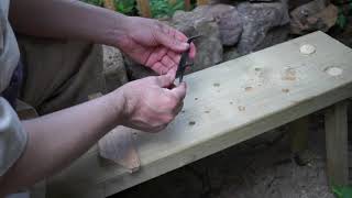 Reconstructed Roman period Woodworkers Bench Dogs on a Saalburg style work bench