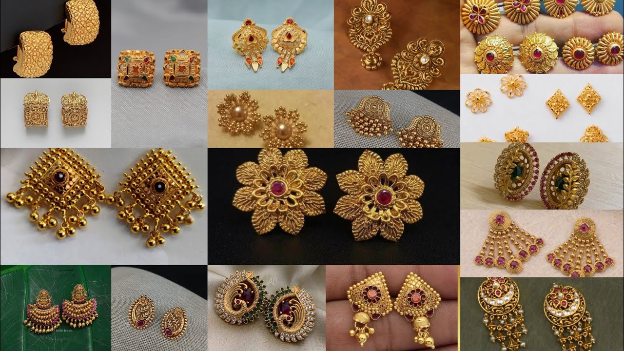 stud gold earrings 2023/gold tops design/gold stud for girls. - YouTube