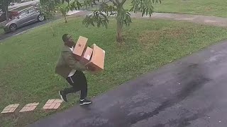 Porch pirate caught on camera stealing packages from Broward homes (Video courtesy: BSO)