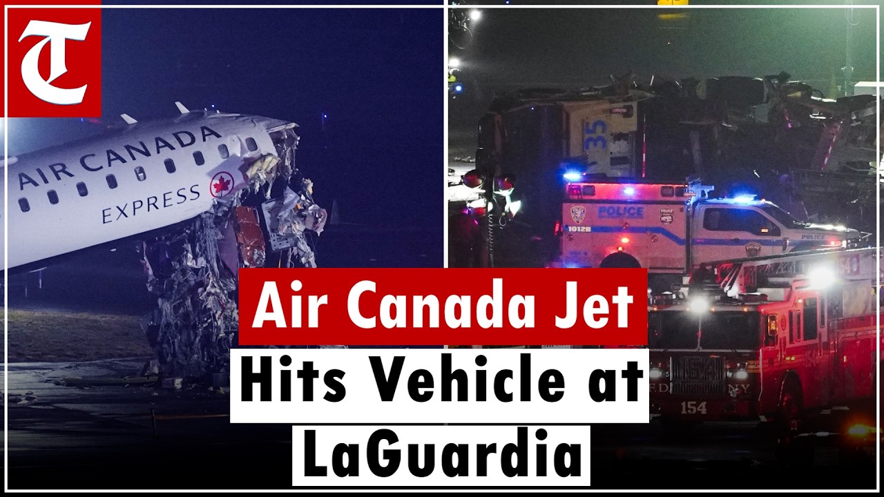 クラシック Jazz Flight Shocking! Air Canada Express Jet Hits Ground Vehicle at LaGuardia