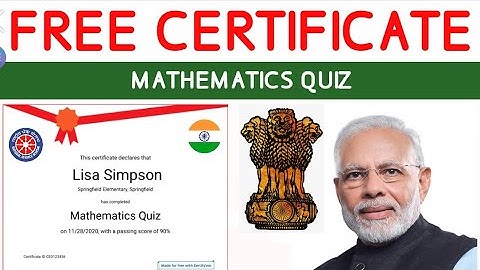 MATHEMATICS CERTIFICATE QUIZ l ONLINE CERTIFICATE IN TWO MINUTES l CERTIFICATE l QUIZ l #Freequiz