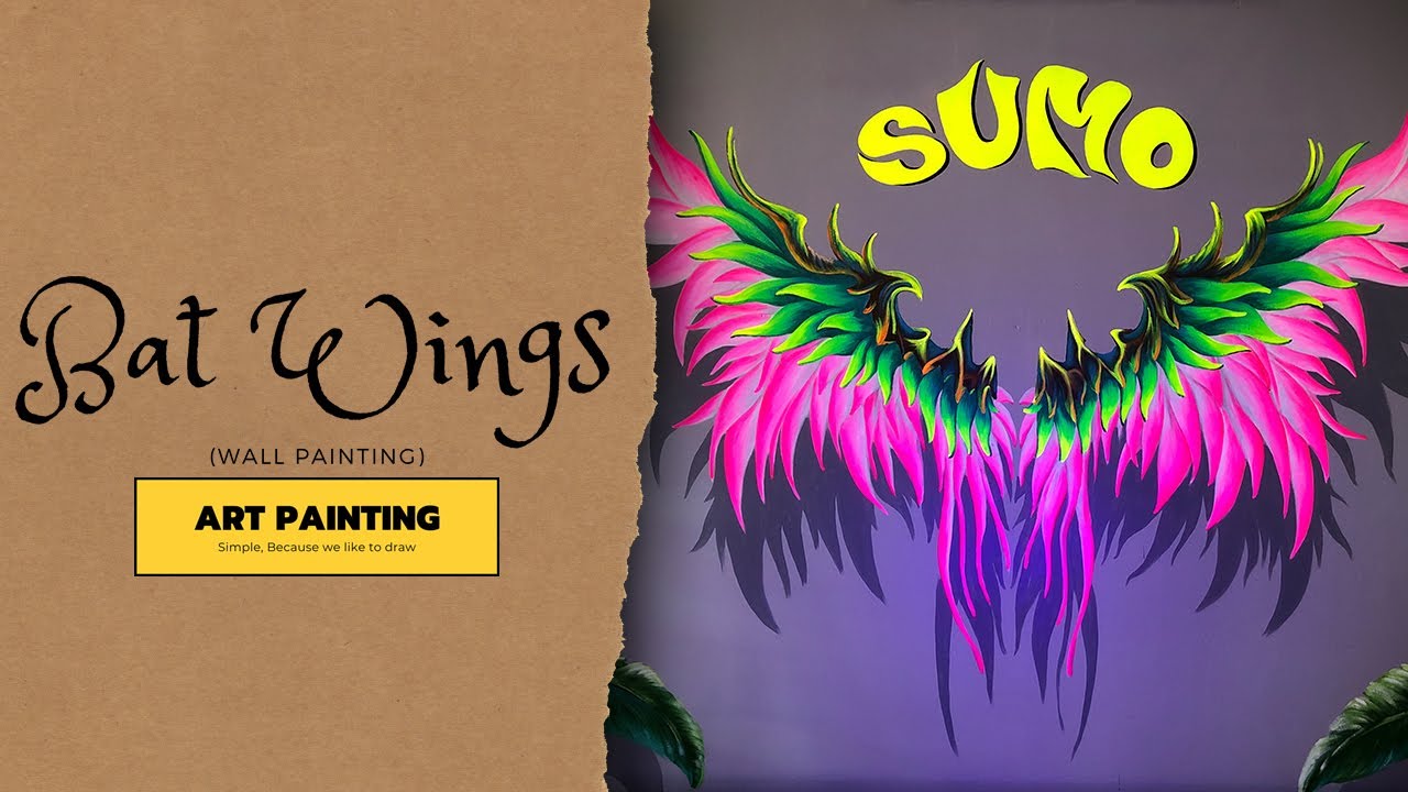 DIY Painting Wall Art I Bat Wings - YouTube