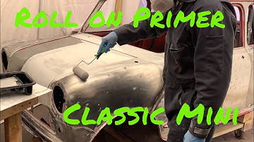 First coat of Roll-on primer and initial bodywork Classic mini Cooper