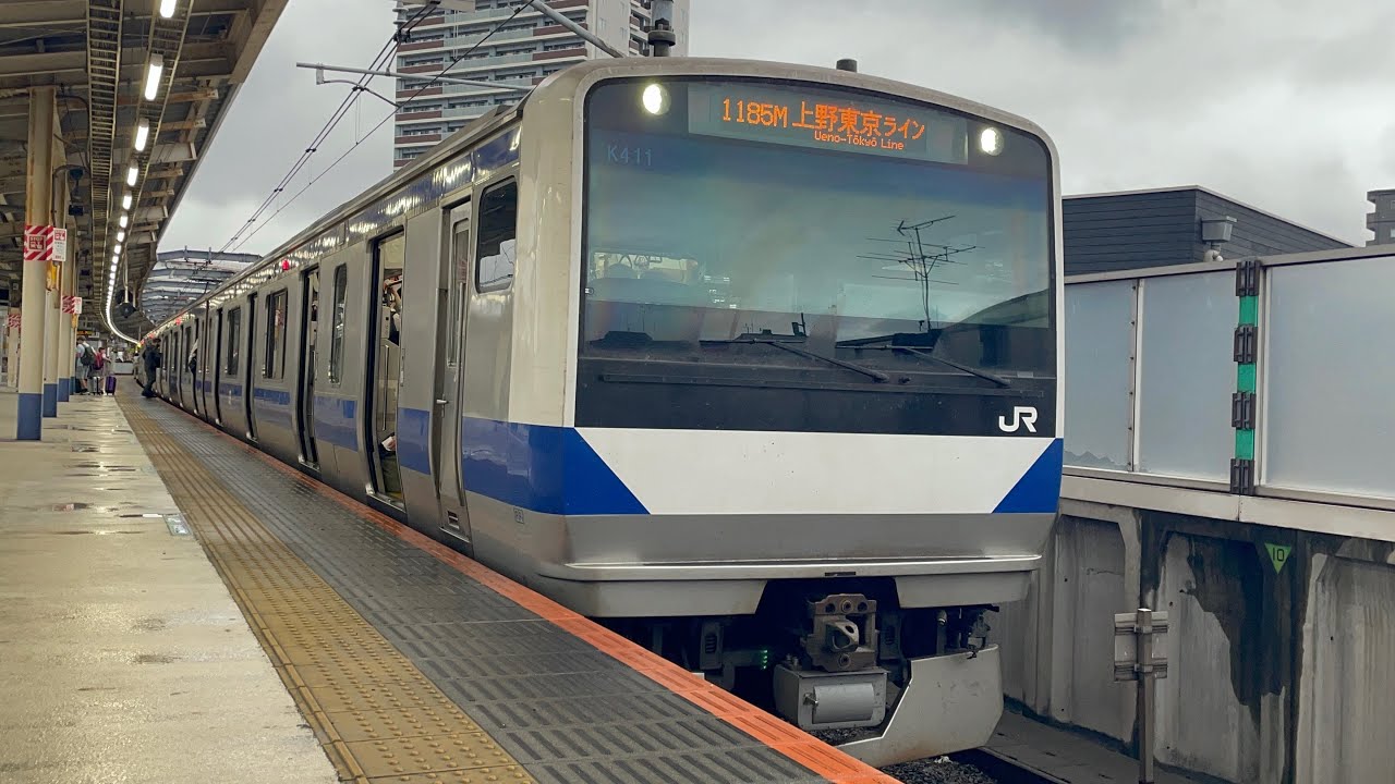 E531系0番台ｶﾂK411編成が常磐線快速土浦行きとして警笛を鳴らしながら 