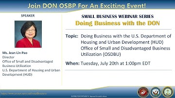 DON OSBP Small Business Webinar Series - HUD OSDBU