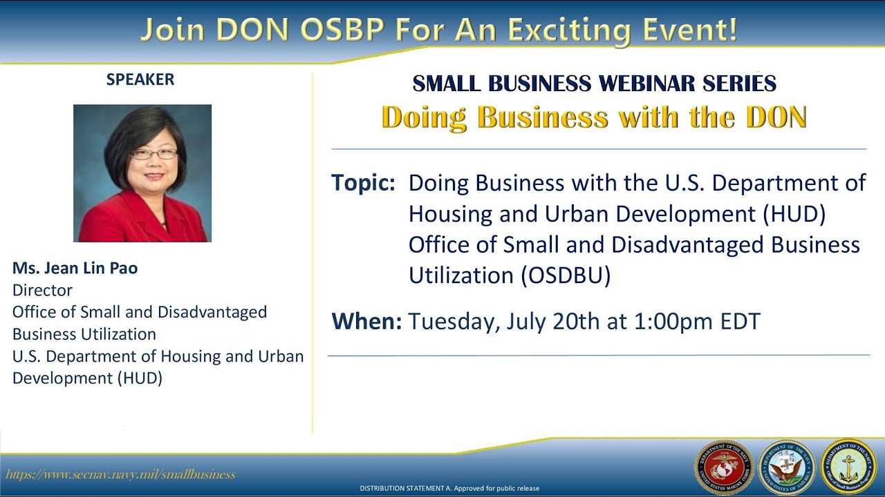 DON OSBP Small Business Webinar Series HUD OSDBU YouTube