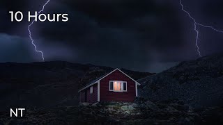 Cozy Cabin Thunderstorm in Mountains | Thunder & Rain Sounds w/ Lightning Strikes: Fall Asleep FAST