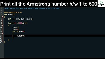 C Program to print all the Armstrong number between 1 and 500 | C Programming