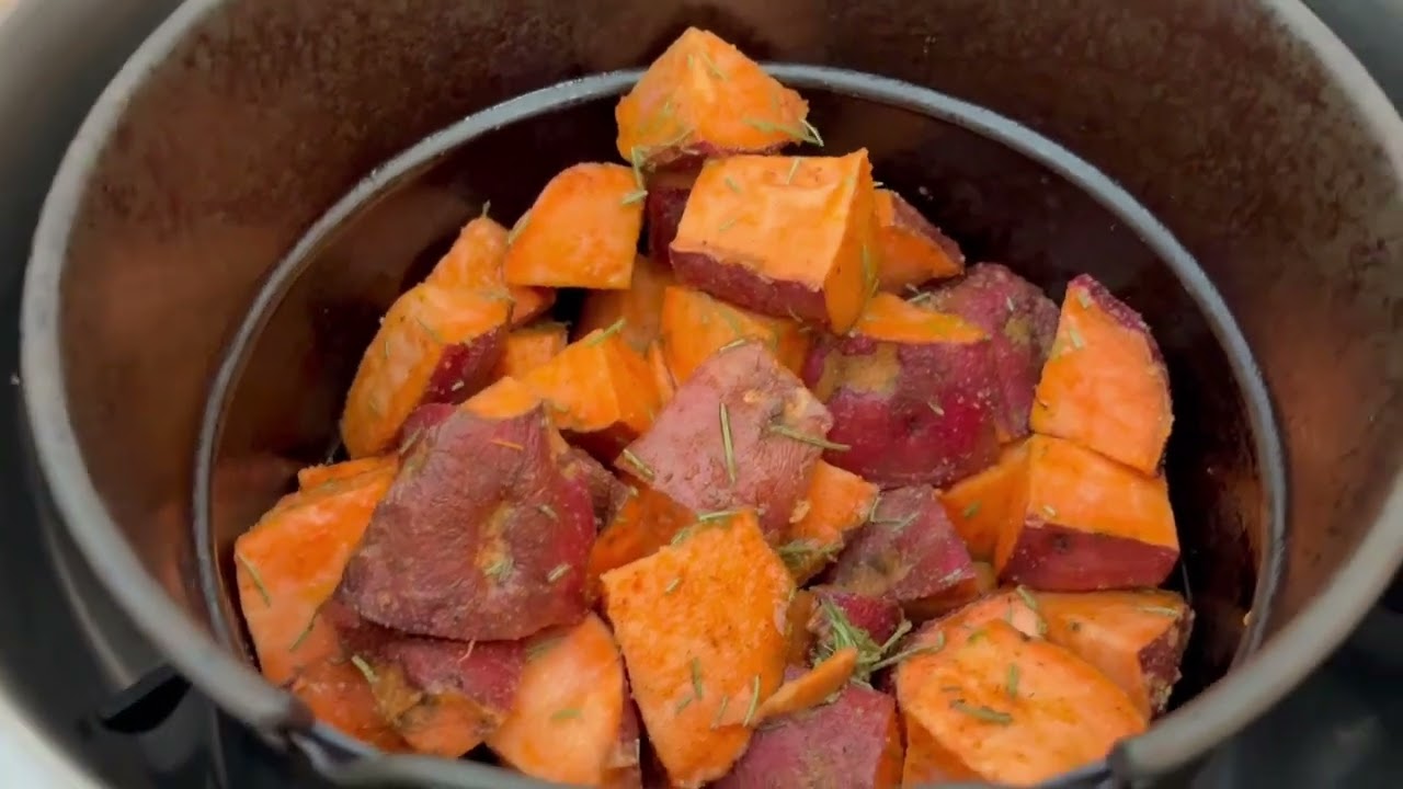 Air Fryer Sweet Potatoes with Garden Dried Rosemary {Instant Pot Duo Crisp Air Fryer}