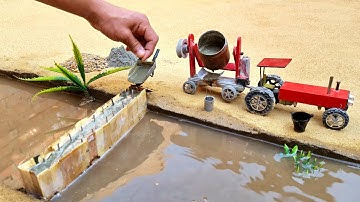 diy tractor making science project || concrete bridge |cow miniature | how to make slime part - 3