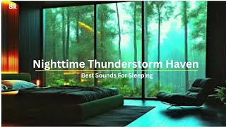 Nighttime Thunderstorm Haven - Fireside Comfort with Rain, Fireplace and Sleeping Cat 2025