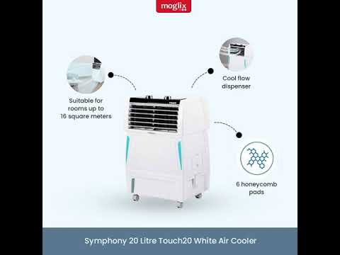 Symphony 20 Litre Touch20 White Air Cooler - Stay Cool and Comfortable All Day Long