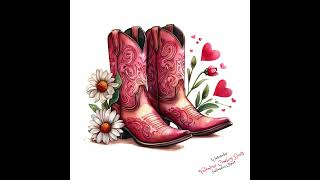 Watercolor Valentine Cowboy Boots Sublimation Clipart