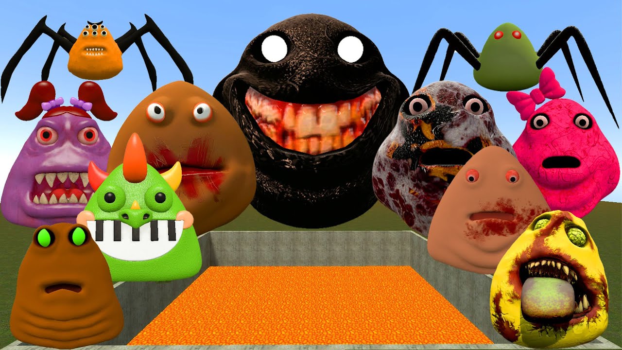 🌋 SPARTAN KICKING POU BOU FAMILY FROM BOU'S REVENGE Of POU and SPRUNKI POU in LAVA HOLE Garry's Mod!