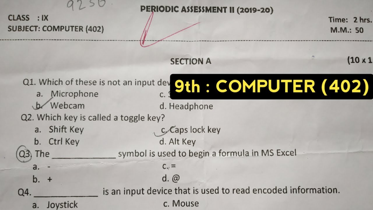 Computer 402 9 - COMPUTER (402)Periodic Assessment - II / PT -2 / Annual Exam ...