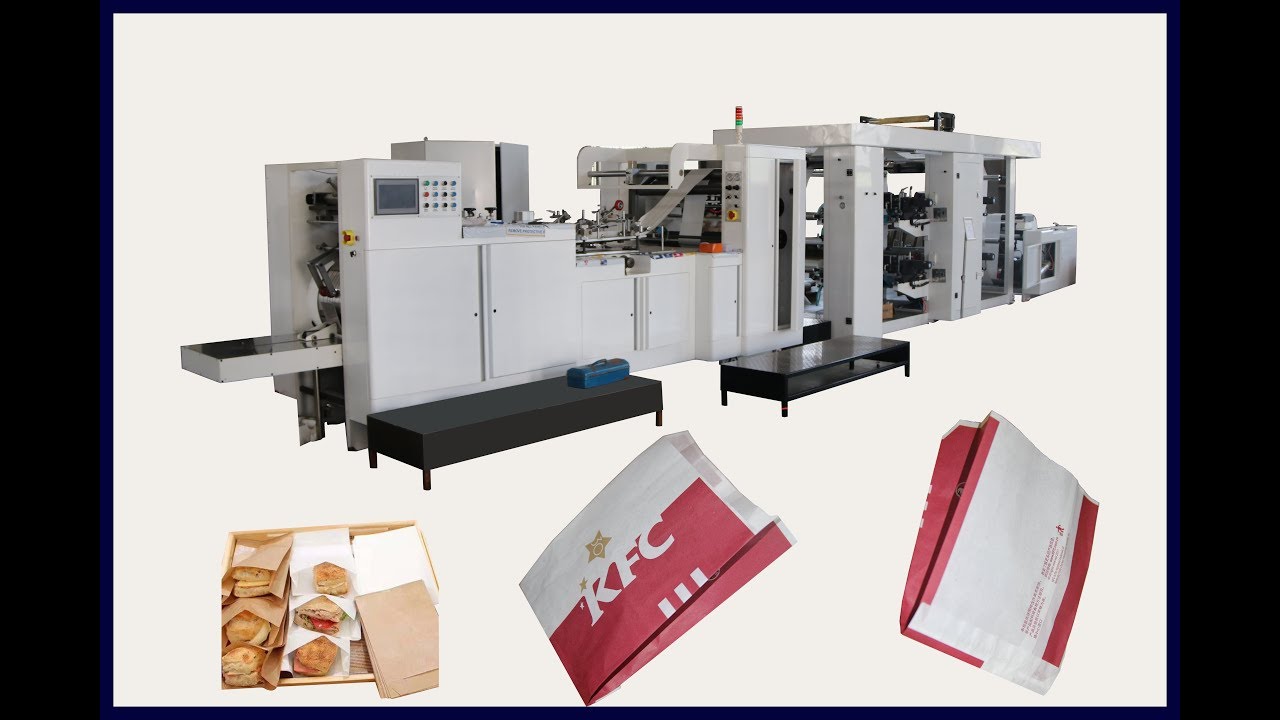 sharp bottom paper bag machine with 4 color flexo printing machine in