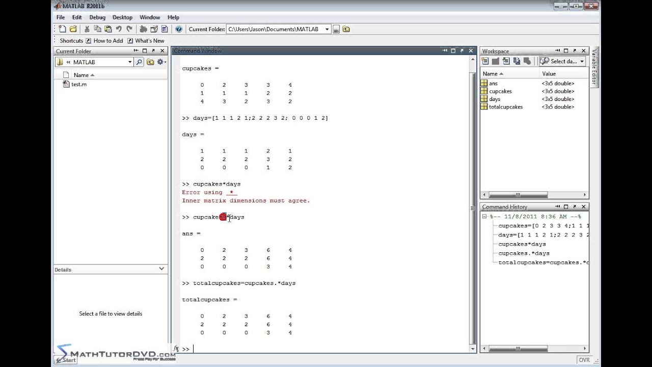 Matlab - Sect 17 - Multiplying and Dividing Matrices Element-by-Element