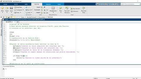 Método de la Secante en MATLAB con tabla de iteraciones.
