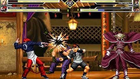 KOF EX Igniz & Orochi Iori VS Kensou & Clark in Battle Field