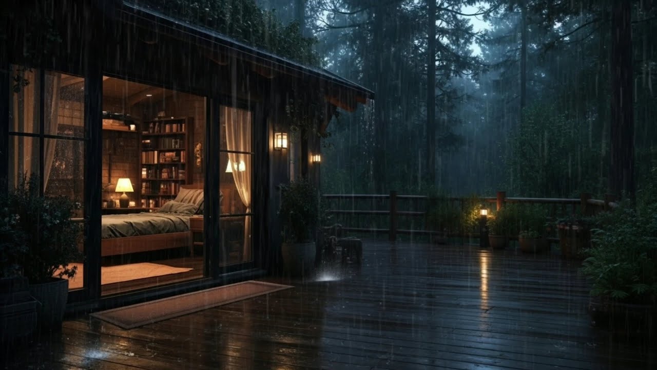 Still Night in the Rainy Forest Cabin | Deep Sleep with Calming Rain Ambience