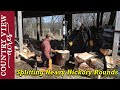 Rebekah Runs Log splitter for first time.   We're turning Hickory Logs into some premium firewood.