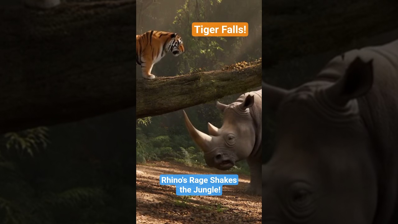 Rhino Shakes Tree – Tiger Falls in a Dusty Escape! 