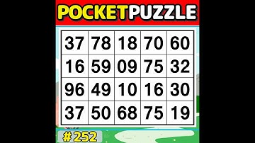 【Pocket Puzzle】 Activate your brain! 《Number Search|Brain training》 #252