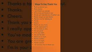 Other Ways To Say Thank You  #english #englishvocabulary