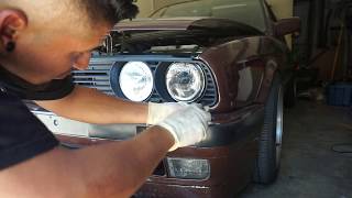 BMW E30 Smiley+HID Kit Install !!! Bmw E30 Headlight Install Asmr